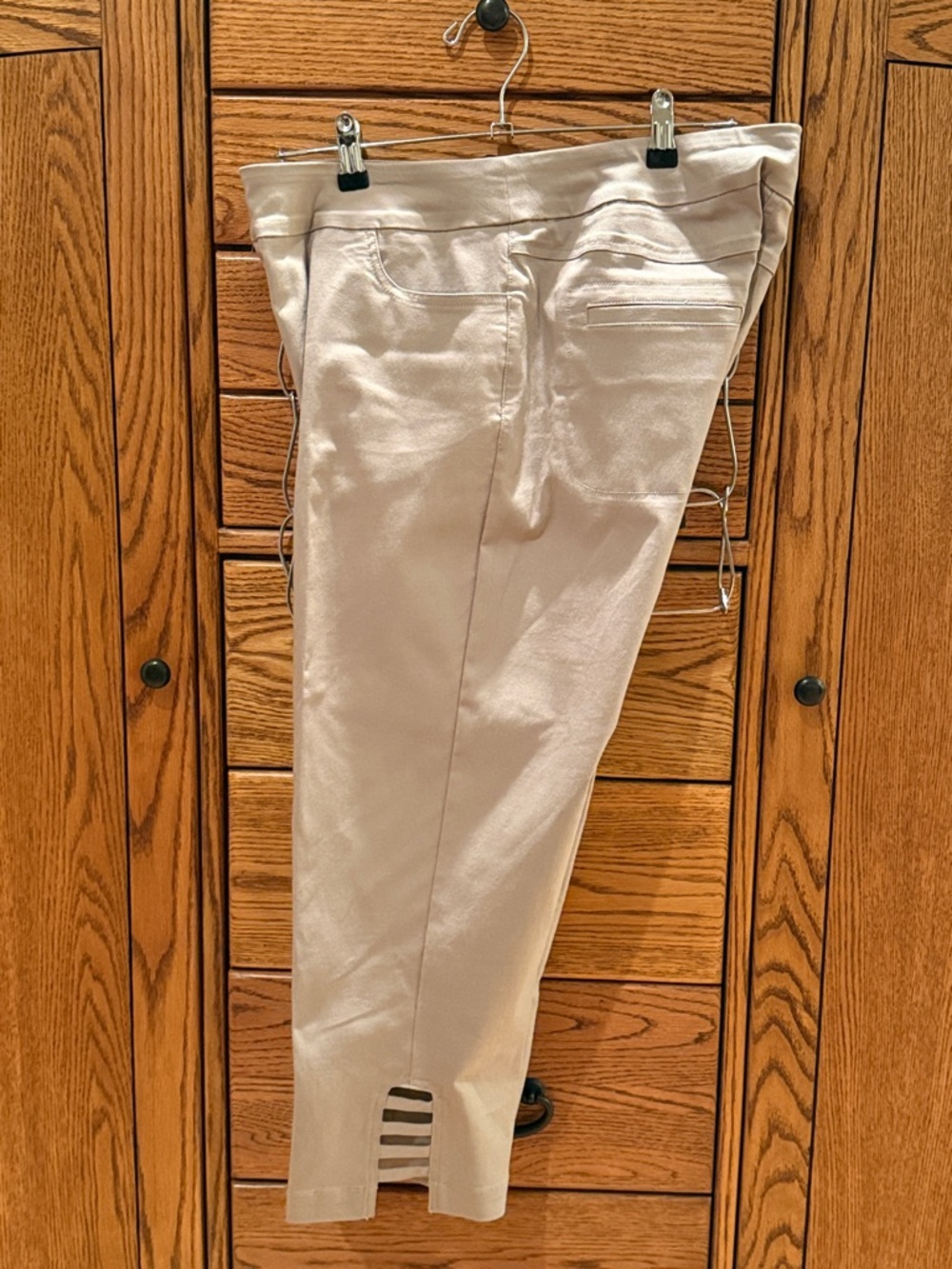 Slimsation By Multiples Cropped Ankle Pants in Light Beige